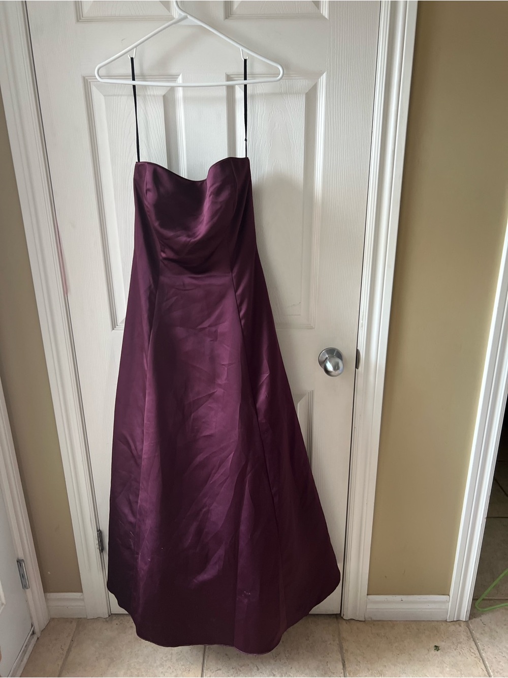 Strapless Satin Prom Dress in Plum